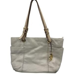 Michael Kors Large White Cream Leather Tote Bag